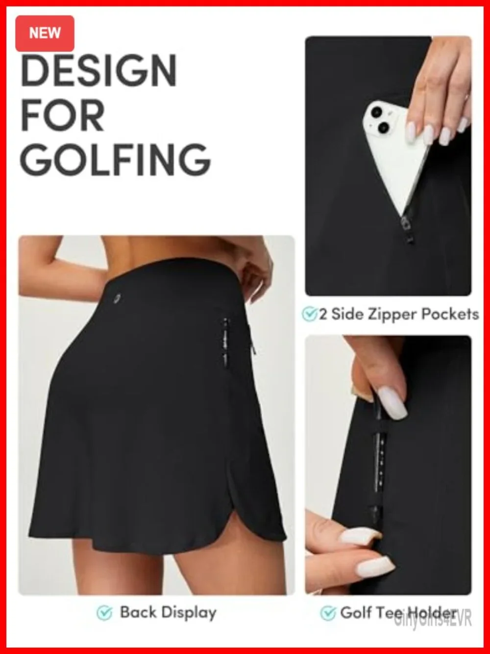 High Waist Athletic Skort with Pockets for Golf Tennis